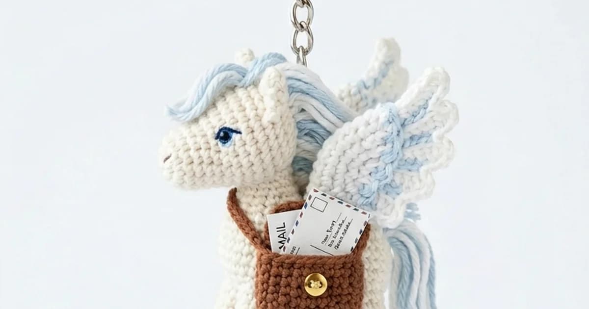 Porte-clés pégase crochet fait main