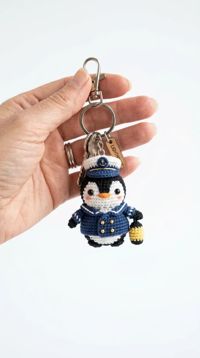 Crochet penguin amigurumi lighthouse keeper handmade