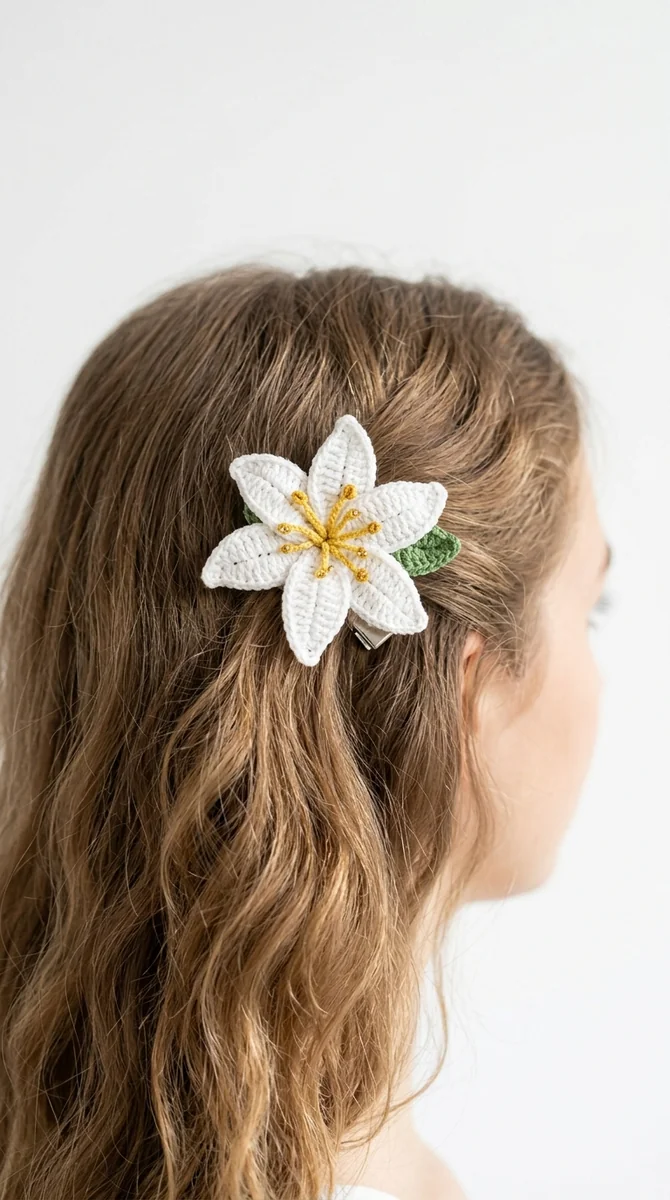 Lily Crochet Hair Clip: Curved Petal Guide