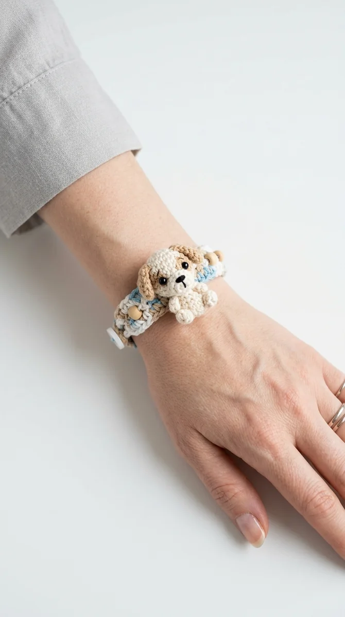 Illustrative AI concept image of a dog charm crochet bracelet