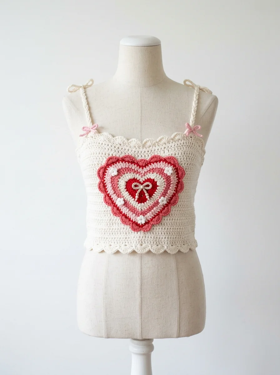 Heart Crochet Top: Adjustable Panel & Tie Guide