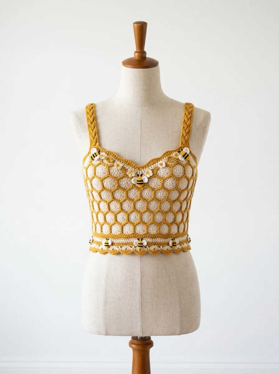 Honeybee Crochet Crop Top: Striped Yoke Guide