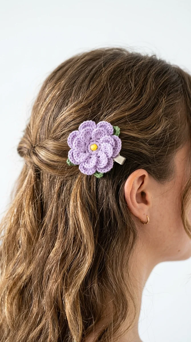 Illustrative AI concept image for this crochet hair clip