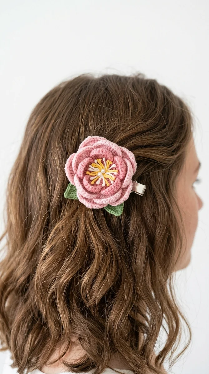 Illustrative AI concept image for this crochet hair clip