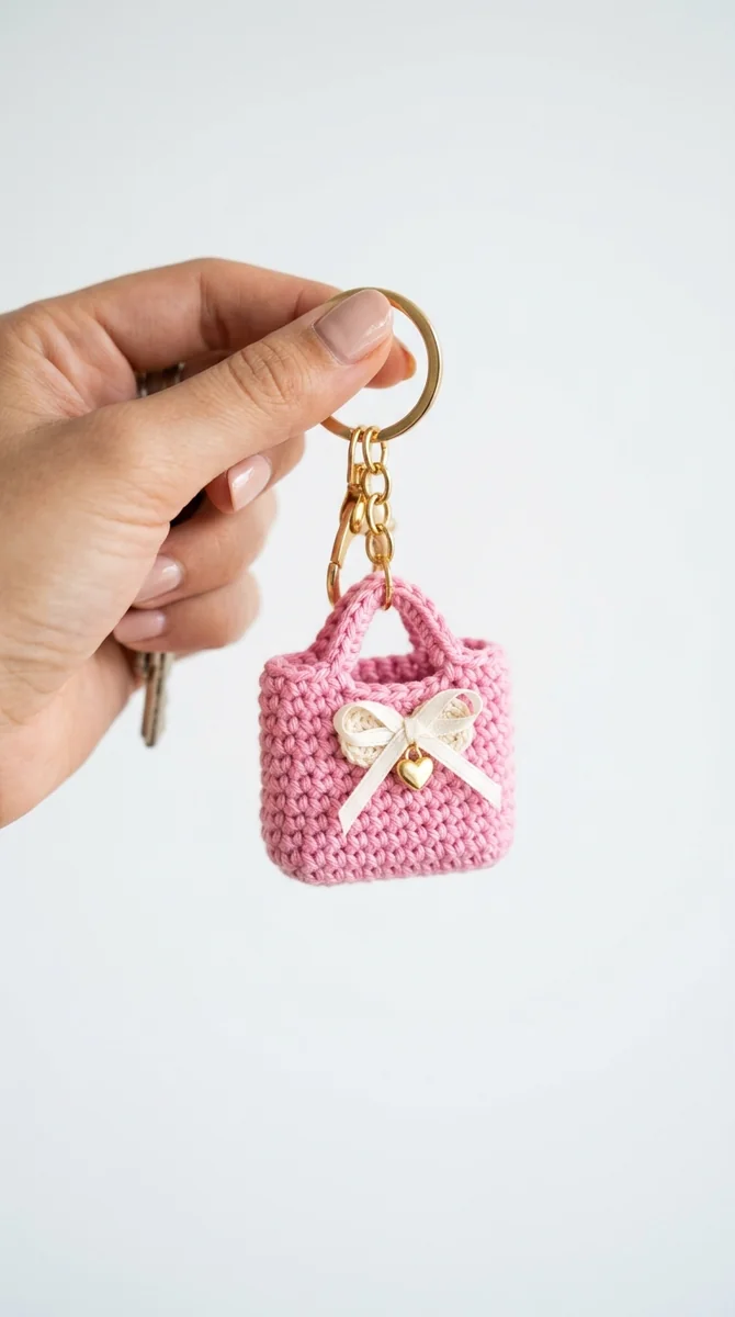 Pink Gift Bag Crochet Keychain: Mini Bag Guide