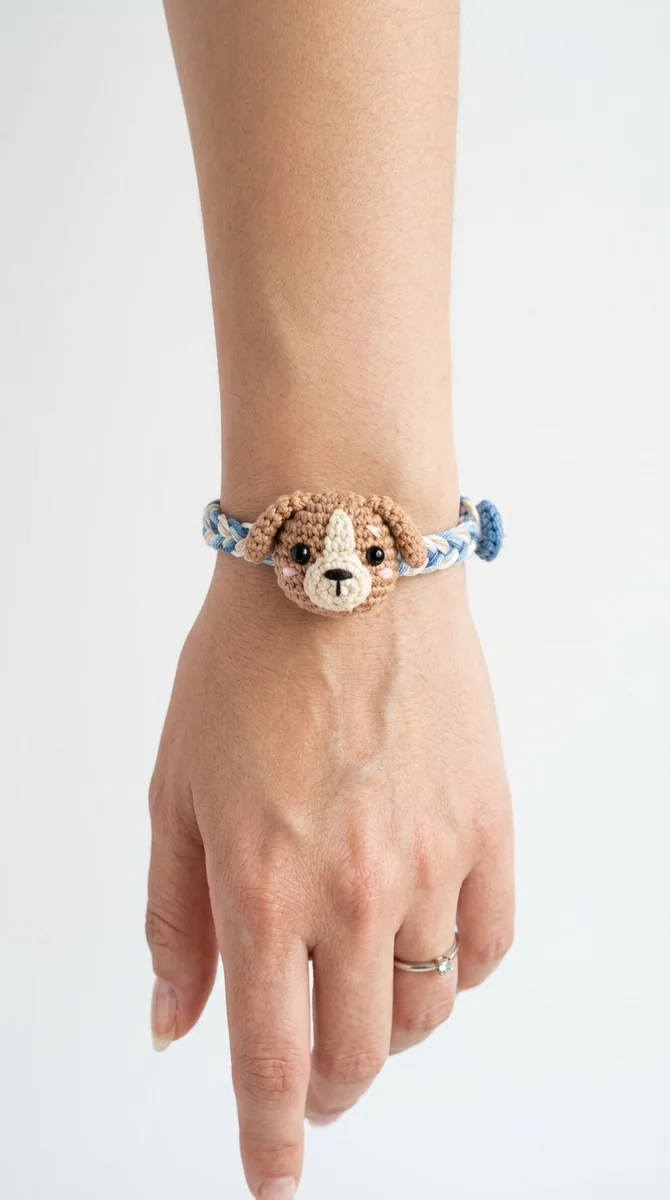 Puppy Crochet Bracelet: Sliding Cord Guide
