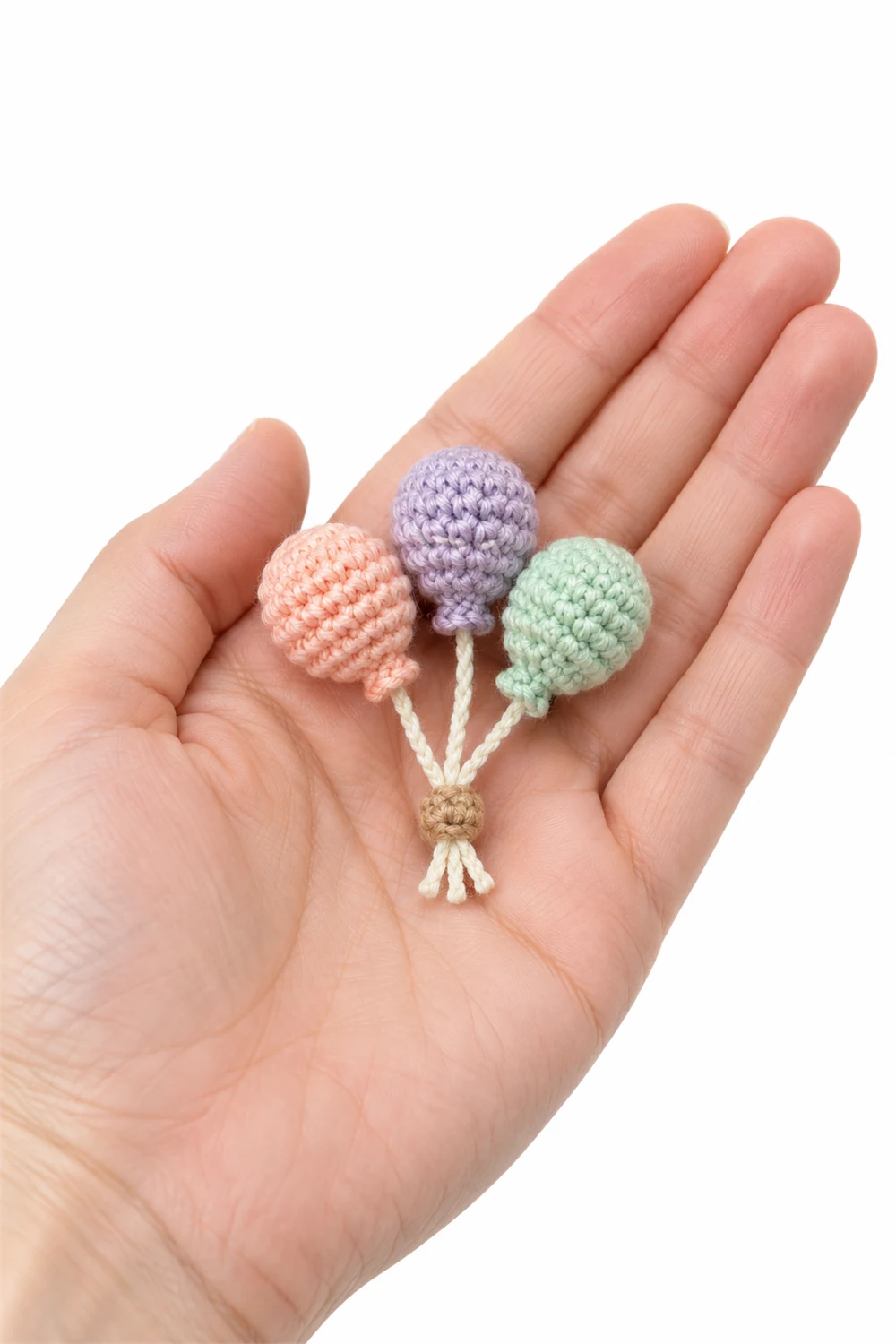 Miniature pastel balloon cluster crochet decoration