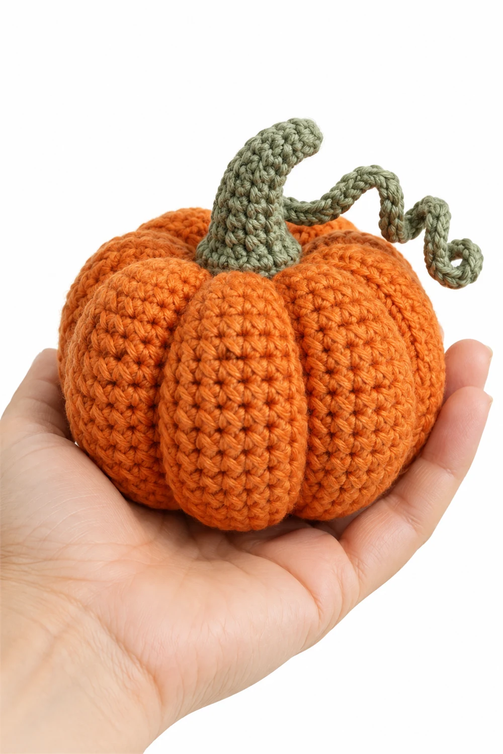 Orange ribbed crochet pumpkin Halloween decoration