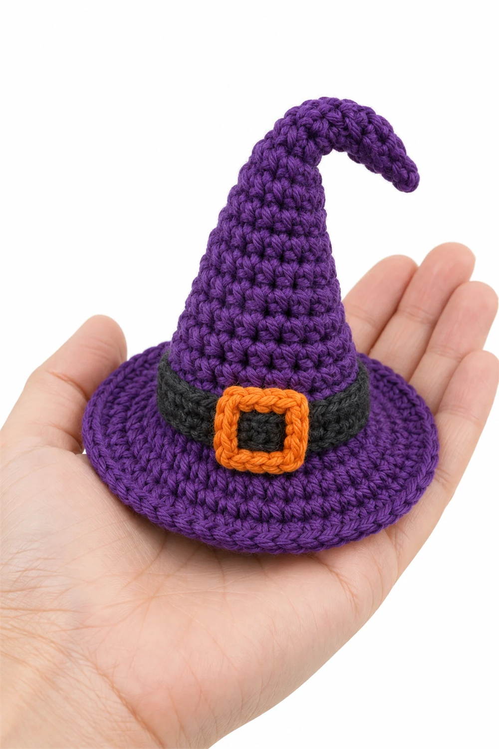 Purple crochet witch hat Halloween decoration