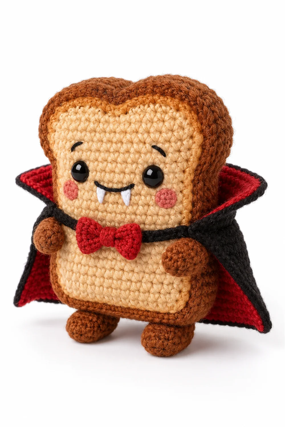 Rust orange crochet toast slice vampire with cape