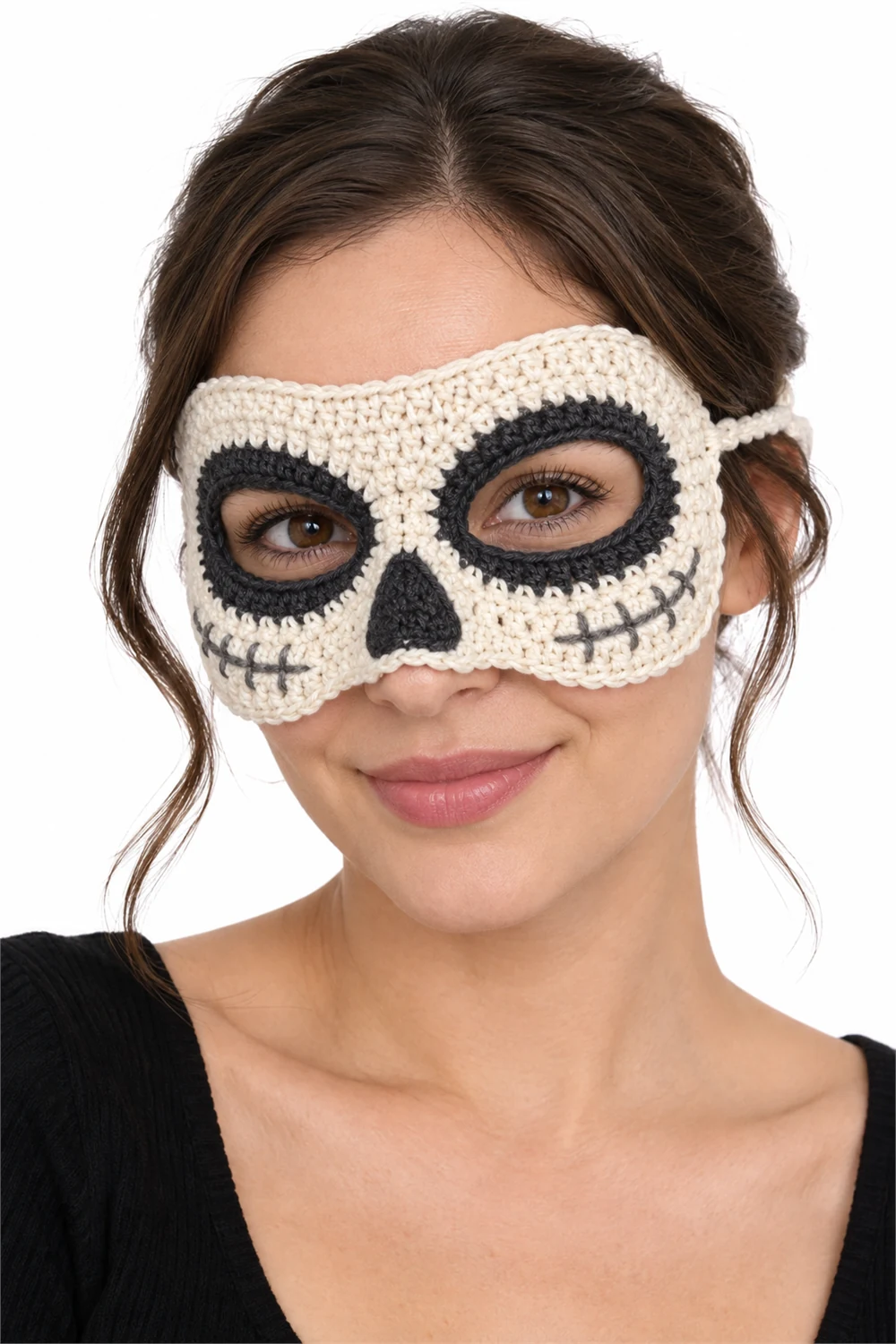 Crochet skeleton face costume mask for Halloween