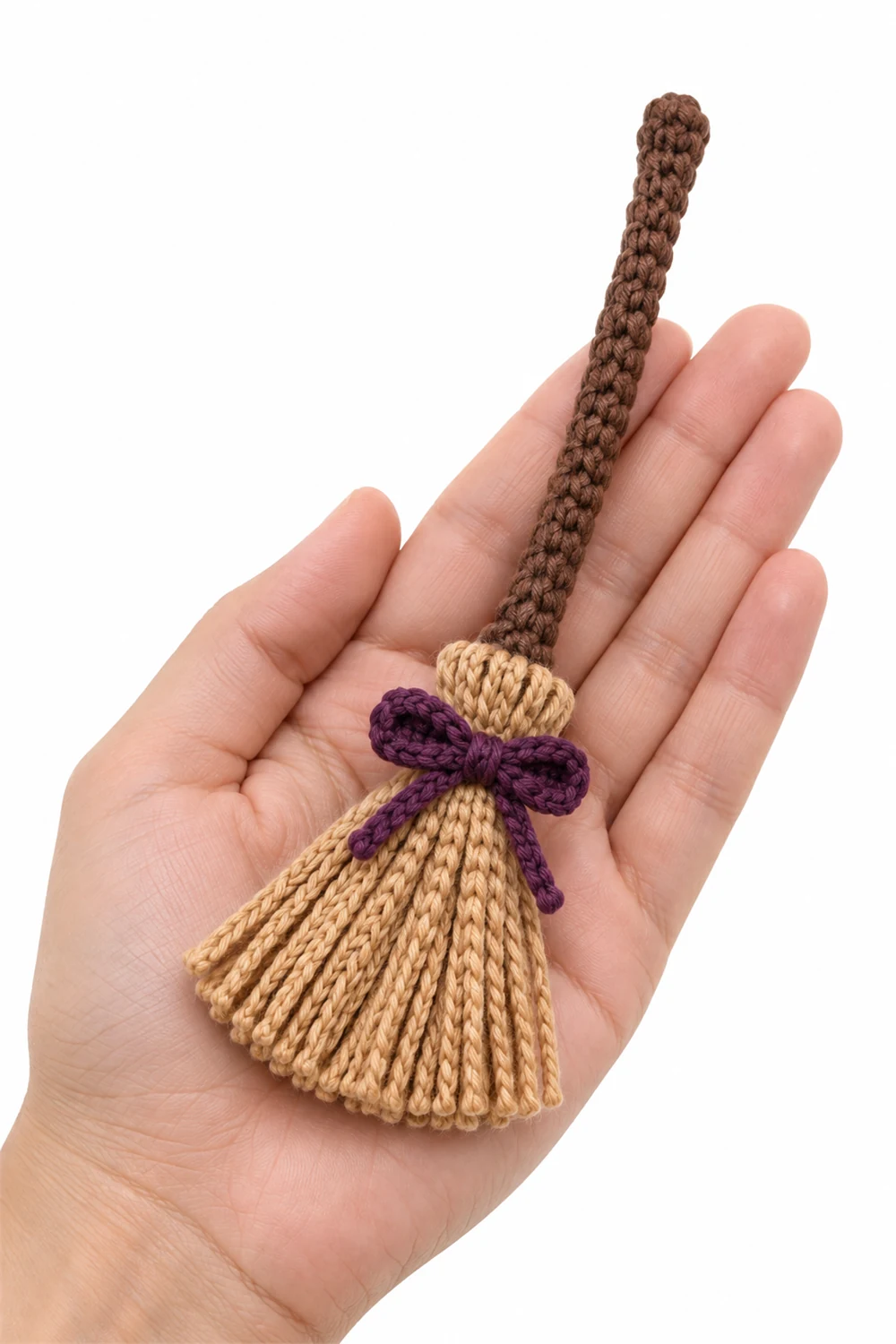Crochet witch broom Halloween decoration